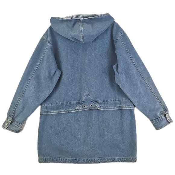 Vintage Andy John’s ~Woman Size M~ Blue Denim Zip Up Hoodie Jacket Unlined. - Picture 3 of 11